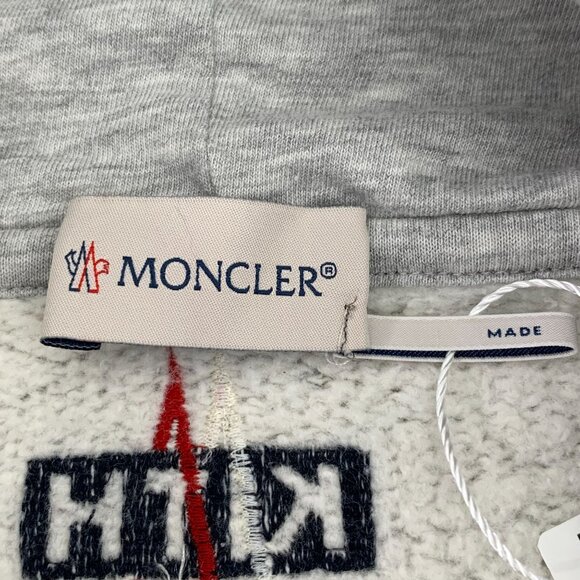 Moncler X Kith Gray Logo Hoodie M Cotton Blend Mens Casualwear - Picture 5 of 8